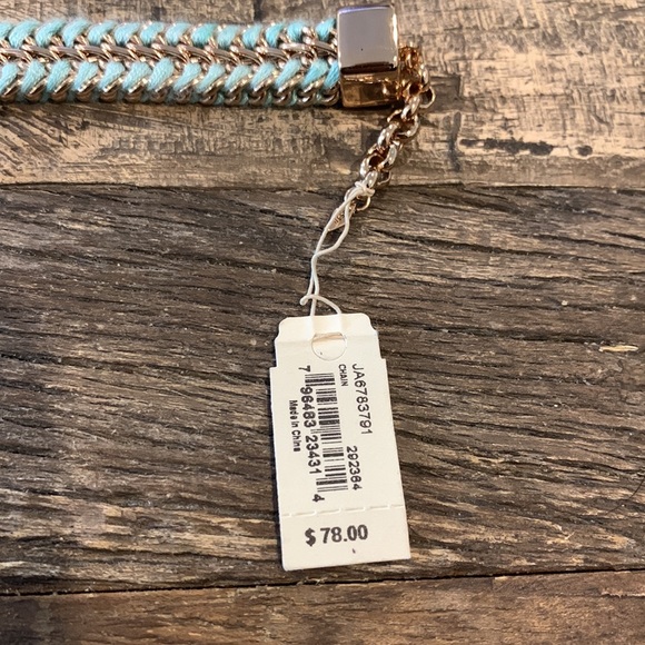 NEW Fossil Rose Gold Stainless Steel and Braided Turquoise Bracelet NWT - Picture 4 of 8